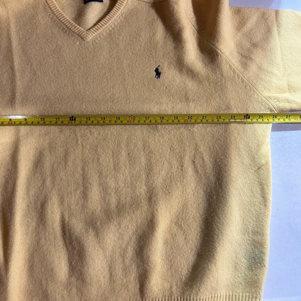 Ralph Lauren Men's XL Yellow V-Neck Sweater With Black Pony Logo - Picture 7 of 11